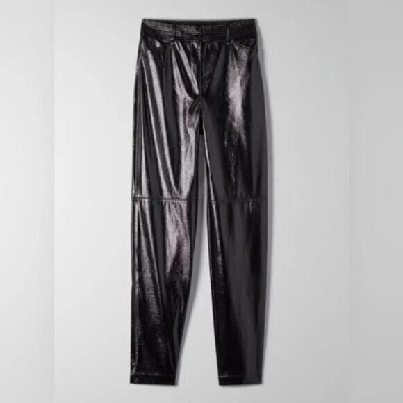 Aritzia Wilfred Funk Pant High-Rise Glossy Vinyl Black Pants - Picture 3 of 9